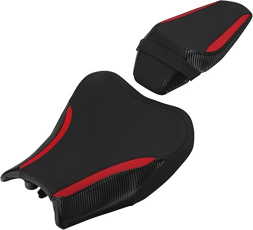 TCMT Asientos de conductor y pasajeros negros y rojos aptos para Kawasaki Z900 2017-2023 2018 19