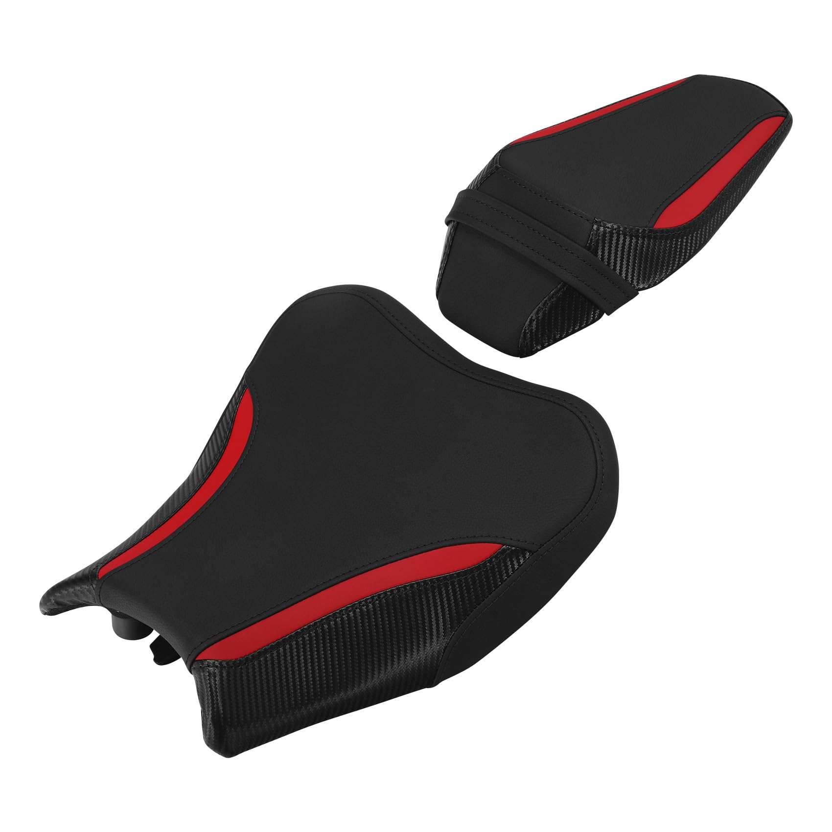 C.C. RIDER Driver Rider & Passenger Pillion Seat for Kawasaki Z900 2017-2024, Black+Red