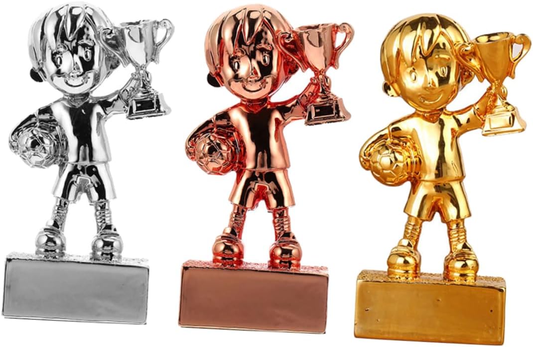YARNOW 3Pcs Soccer Trophy Cup Football Themed Resin Awards for Ceremony Finish Incentive Prizes for Soccer Fans and Events