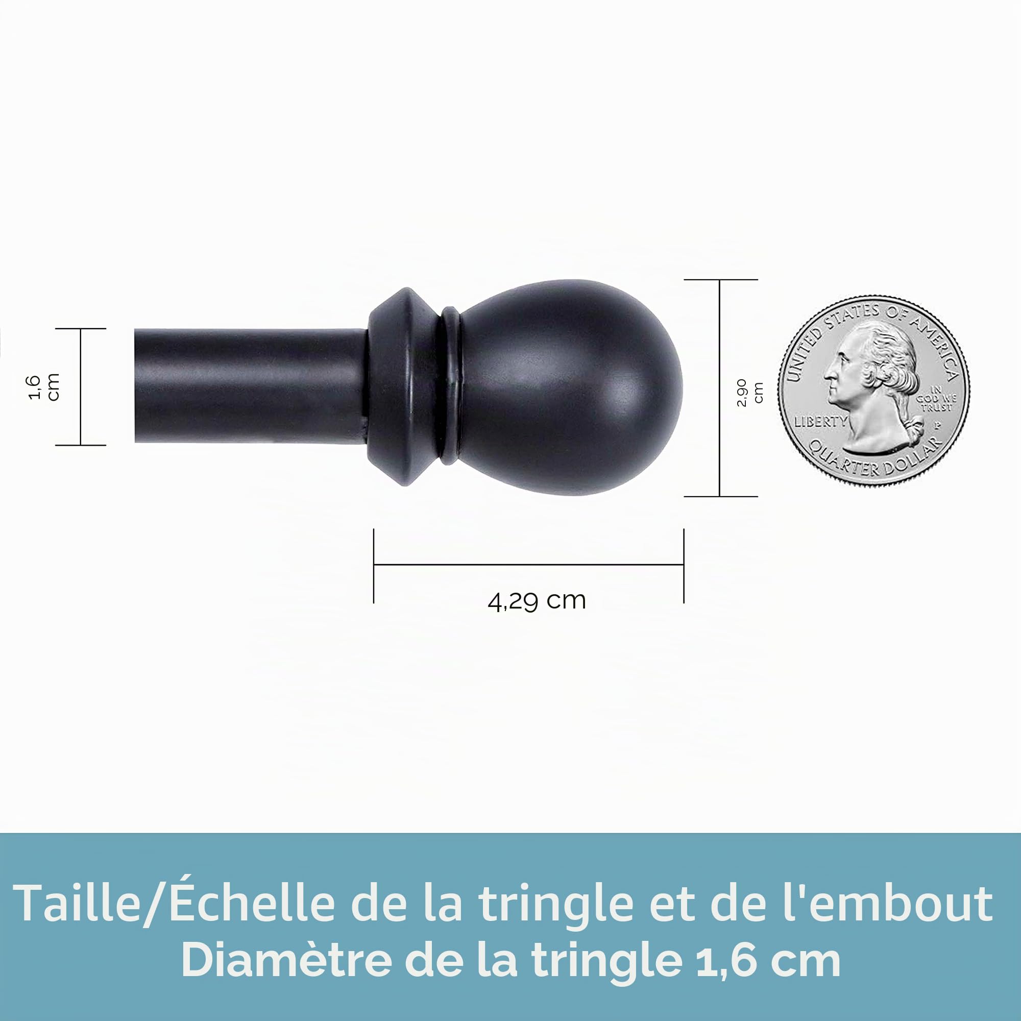 Kenney Double Support Tringle à Rideau de fenêtre, Noir, 28 to 48-inch