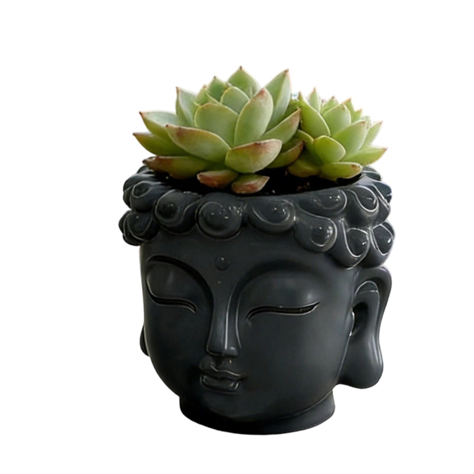 Poystng Buddhas Head Figurine Flower Pots Planter with Drainage Holes Plant Pots Flowerpot for Bedroom Garden Offices Table Artistic Buddhas Styles Planter