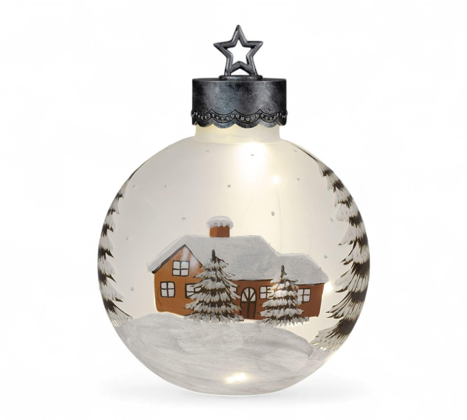 formano XXL LED Deko-Kugel 30 cm Winterdekor Glaskugel Timer 6 h/18 h beleuchtet - Batteriebetrieben - Herbst Winter Weihnachtsdeko für Tisch Regal Fensterbank