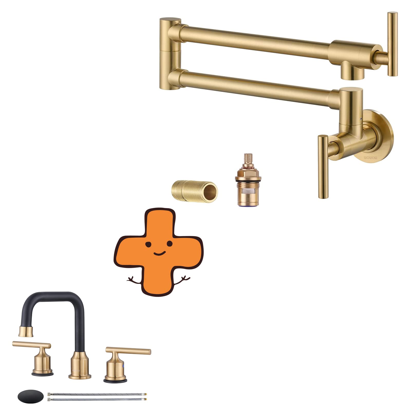 Jnfidosr Gold/Black Pot Filler Faucet Solid Brass Kitchen Faucet Wall And Widespread Bathroom Faucet