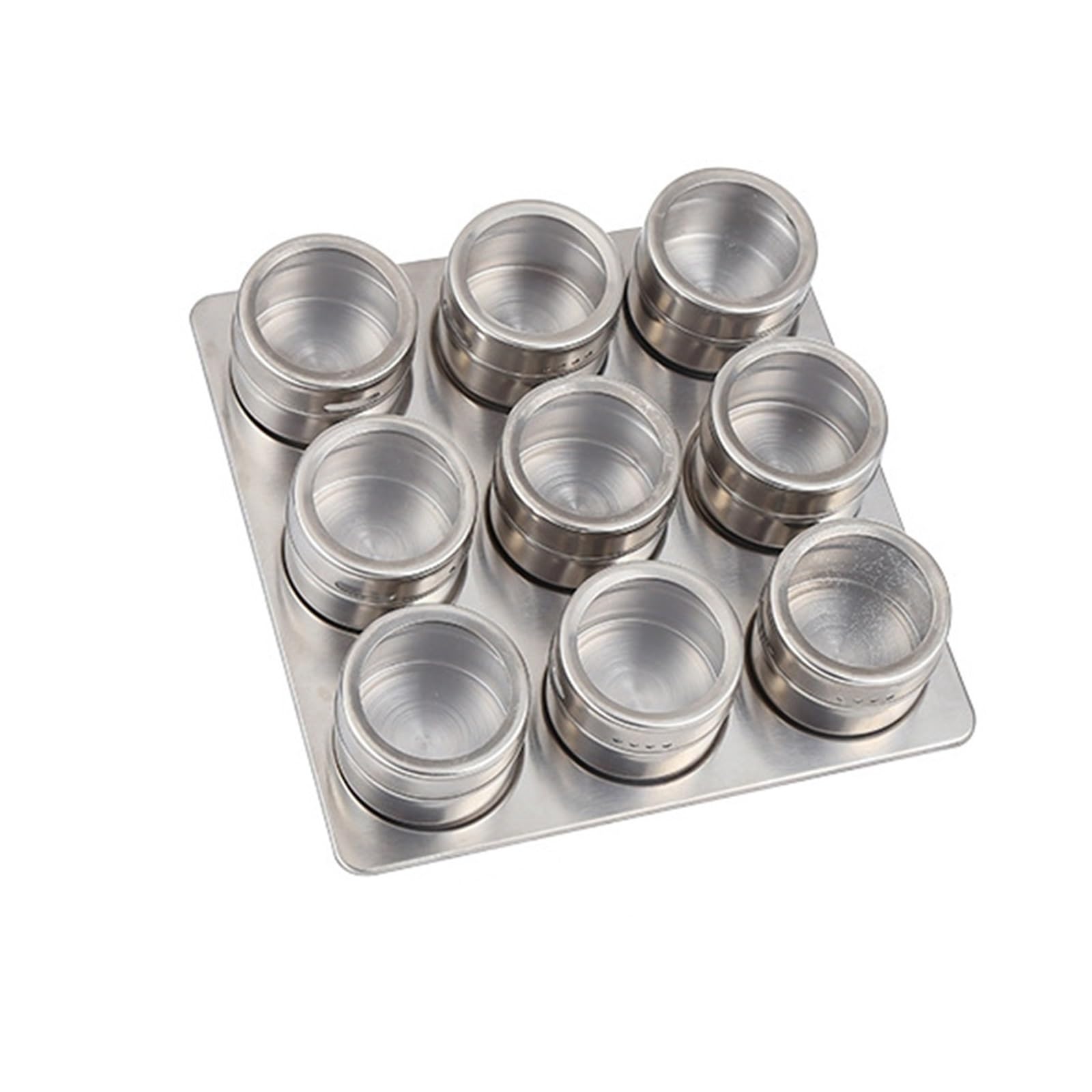 UBOHUZ Magnetic Seasoning Box Stainless Steel Salt Pepper Jar Wall-mounted Barbecue Storage Shaker Bottle Spices Tank With Stickers for Kitchen Condiment(9pcs base)