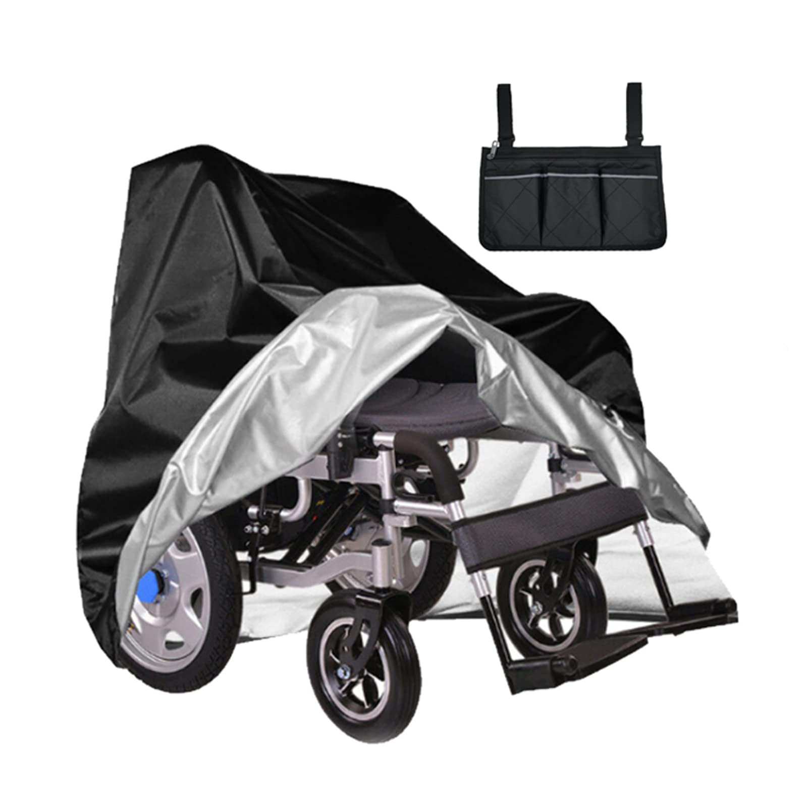Funda antipolvo para silla de ruedas, impermeable, para exteriores, para silla de ruedas eléctrica, protección para todo tipo de clima, con bolsa de accesorios, tamaño 95 x 95 x 72 cm