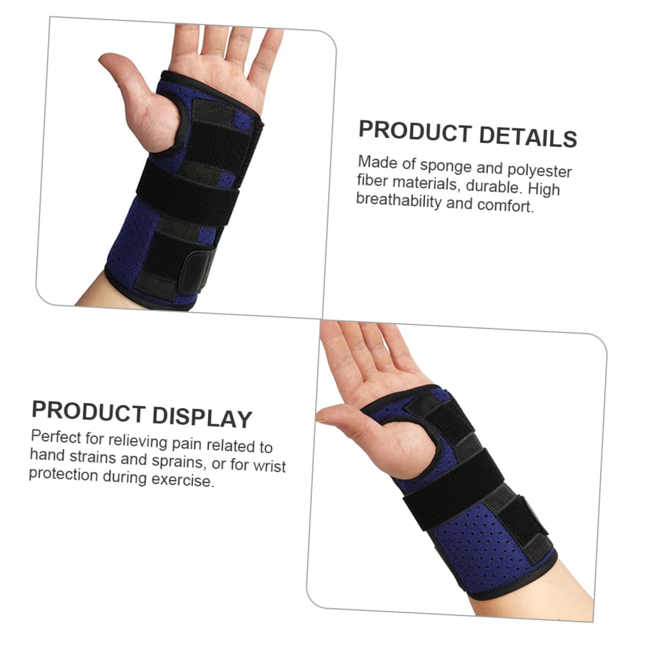IWOWHERO Wrist Protection Breathable Wristband Wrist Guard Adjustable Splint Left Blue