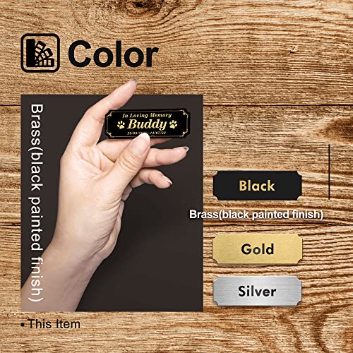 Image of Caramel Sweet Life Personalized Name Plates, Black Engraved Plaque with Gold Text, Trophy Plates Engraved, Custom Name Plate with Adhesive Backing or Screws, 3 inch W x 1 inch H