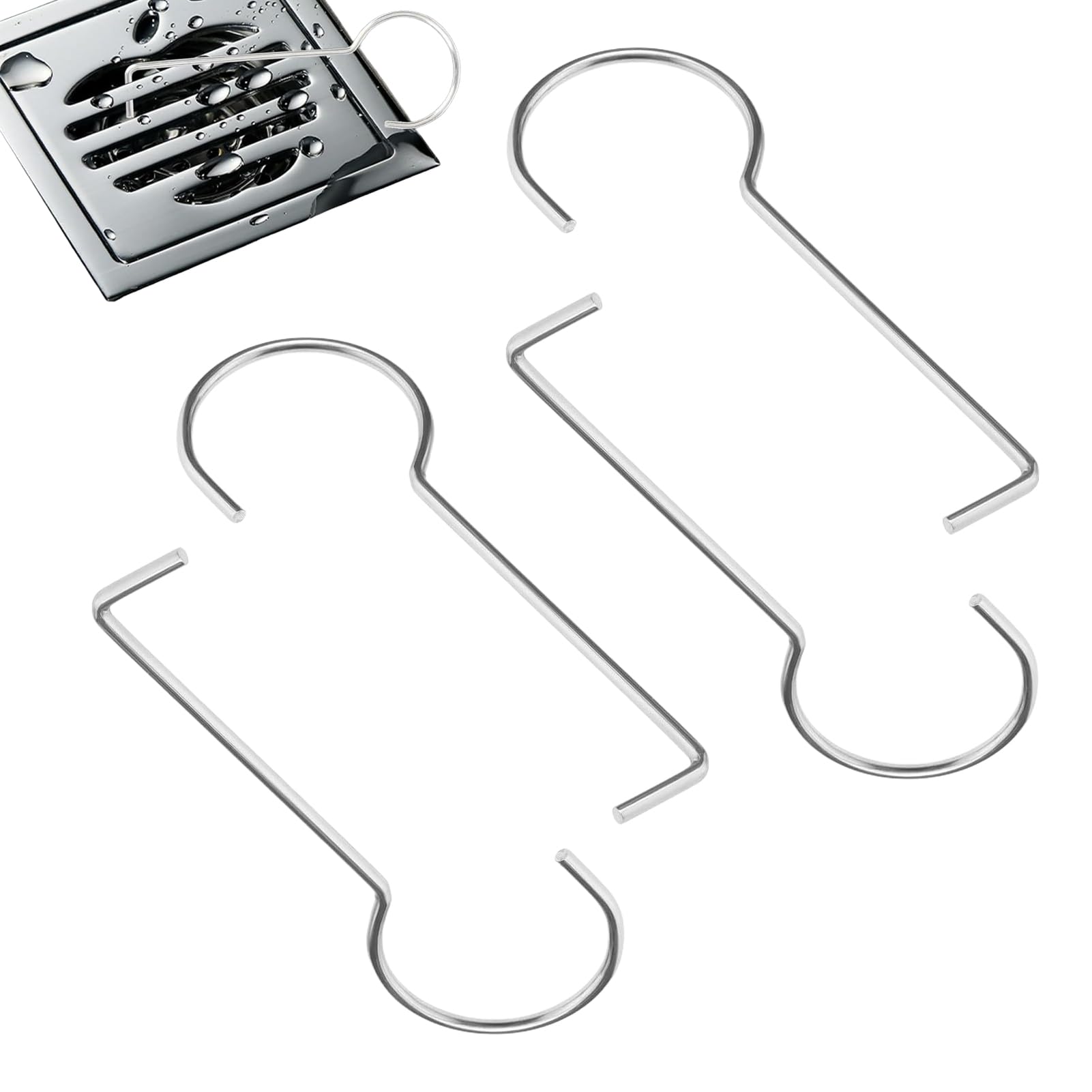 4 Pezzi Estrazione Chiave per Griglie di Scarico, Ganci per Grondaia, Ganci di Sollevamento in Acciaio Inossidabile per Sbloccare Scarichi di Doccia, Cucina, Bagno e Tetto