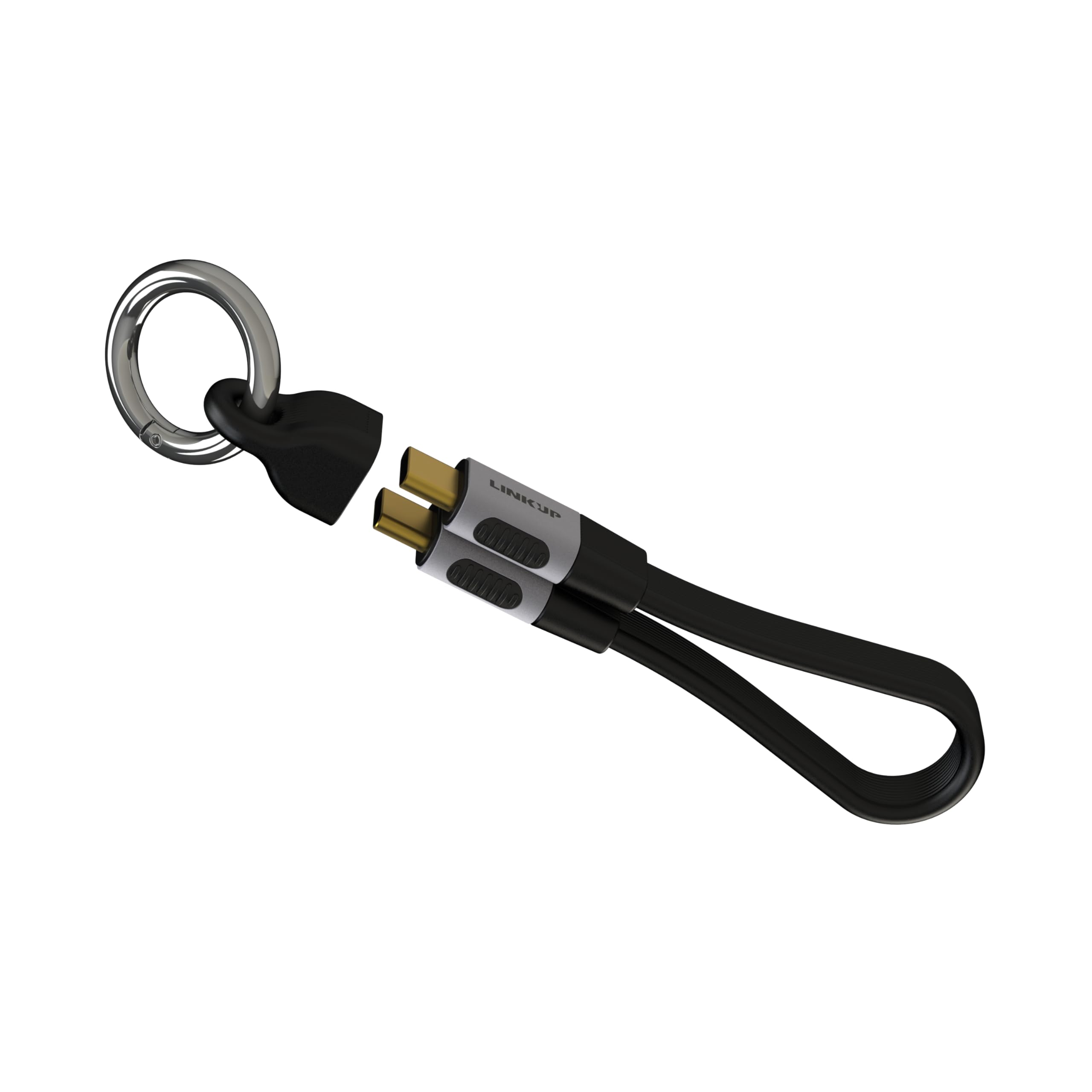 LINKUP – USB 4.0 Ver.2 ケーブル 80Gbps (17.5cm) キーホルダー型、持ち運び便利、Thunderbolt 5/4/3 対応、240W 急速充電、16K/8K ディスプレイ対応、ノートパソコン・スマートフォン・タブレット・SSD 用 USB-C ショートケーブル