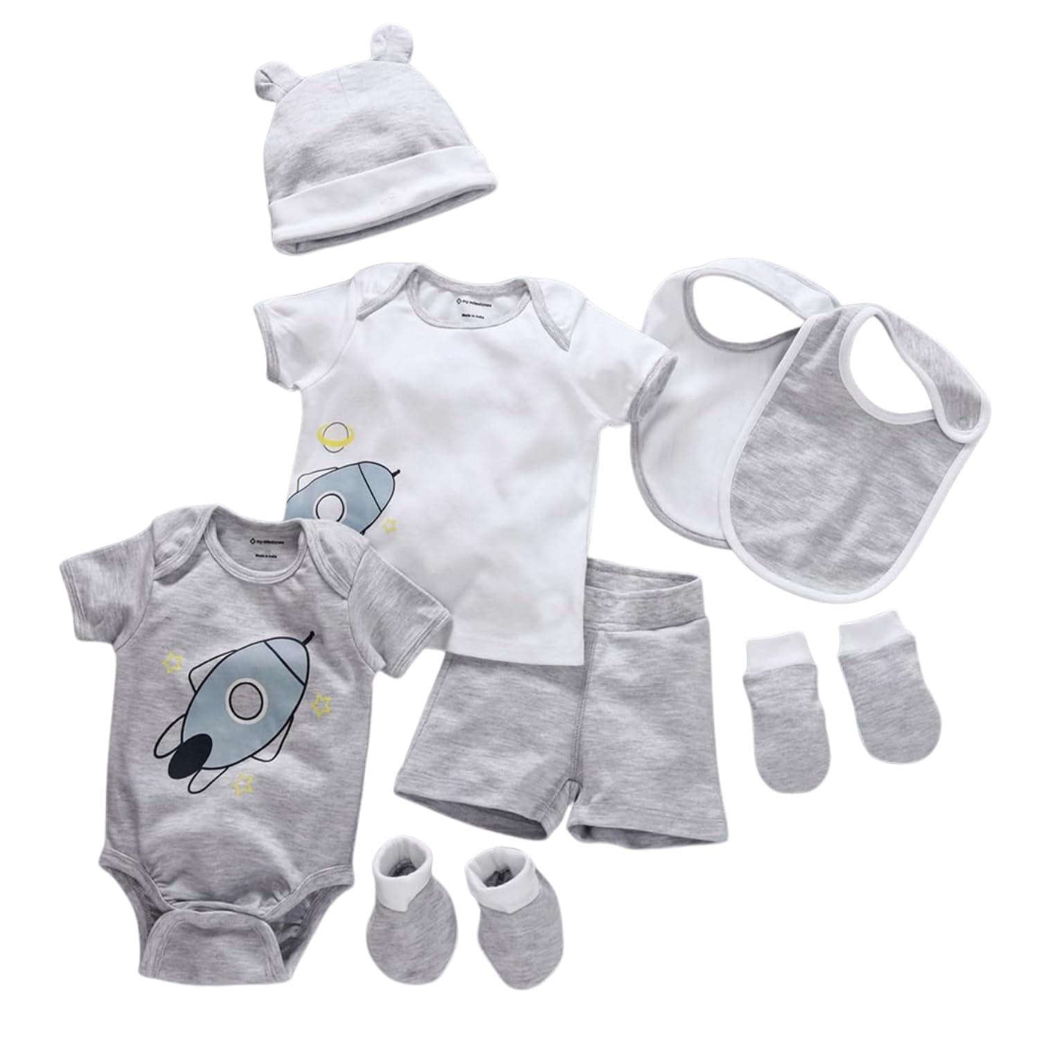 My Milestones 8 Pieces Half Sleeves New Born Baby Gift Set, Infant Gift Set, Clothing Set for Boys and Girls - 0-6 Months-image-19