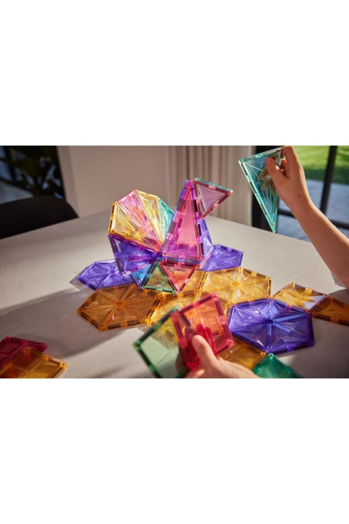 Geometrie-Bausatz in Pastellfarben 45 Teile, geometrische Bausteine, langlebiges Magnetspielzeug, Robustes Lernspielzeug, erweiterbare Sets, für Kinder ab 3 Jahren