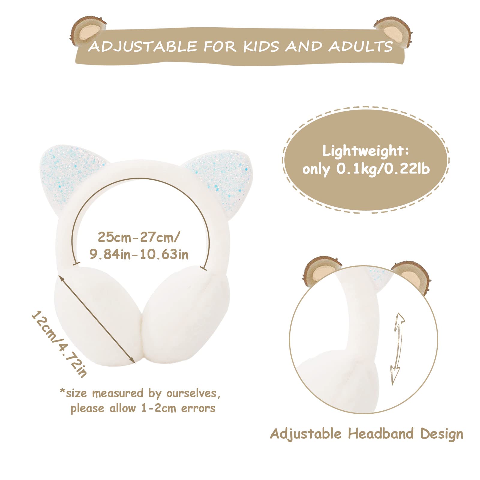 IHCEMIH Paraorecchie da Donna Bambina Fluffy Peluche Pieghevoli per Ragazze Bambini Unicorno Scaldaorecchie Termiche Protezione dal Vento Freddo Unisex Moda Accessori Esterno di Inverno per Sci Corsa