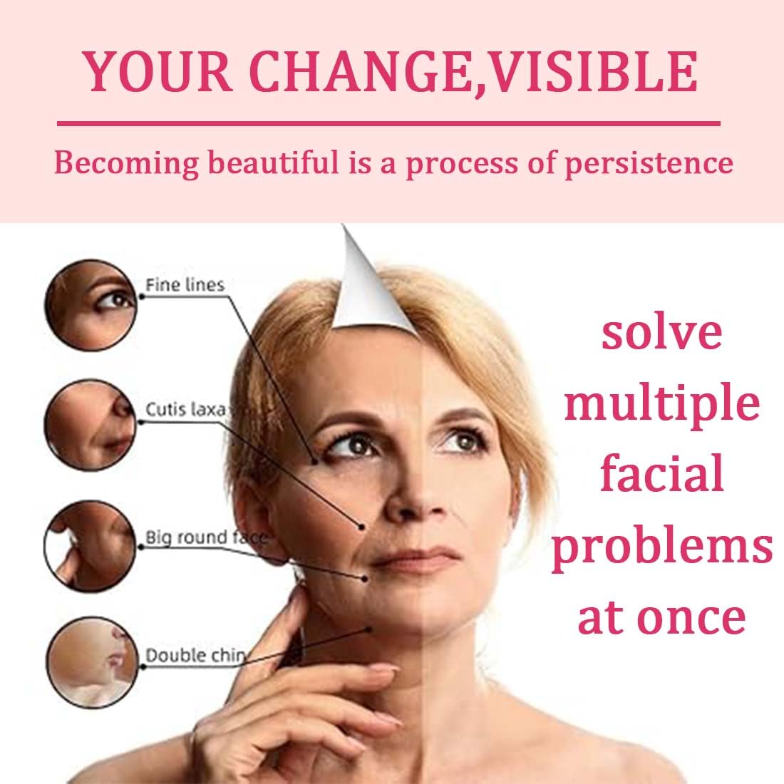 Reductor de Papada, Papada Reductor Mujer, Correa Adelgazante Facial, Papada Reductor Mujer,Faja Facial Lifting,Máscara Para Facial V Belleza Cuello Mascarilla Alza Forma Delgada Línea