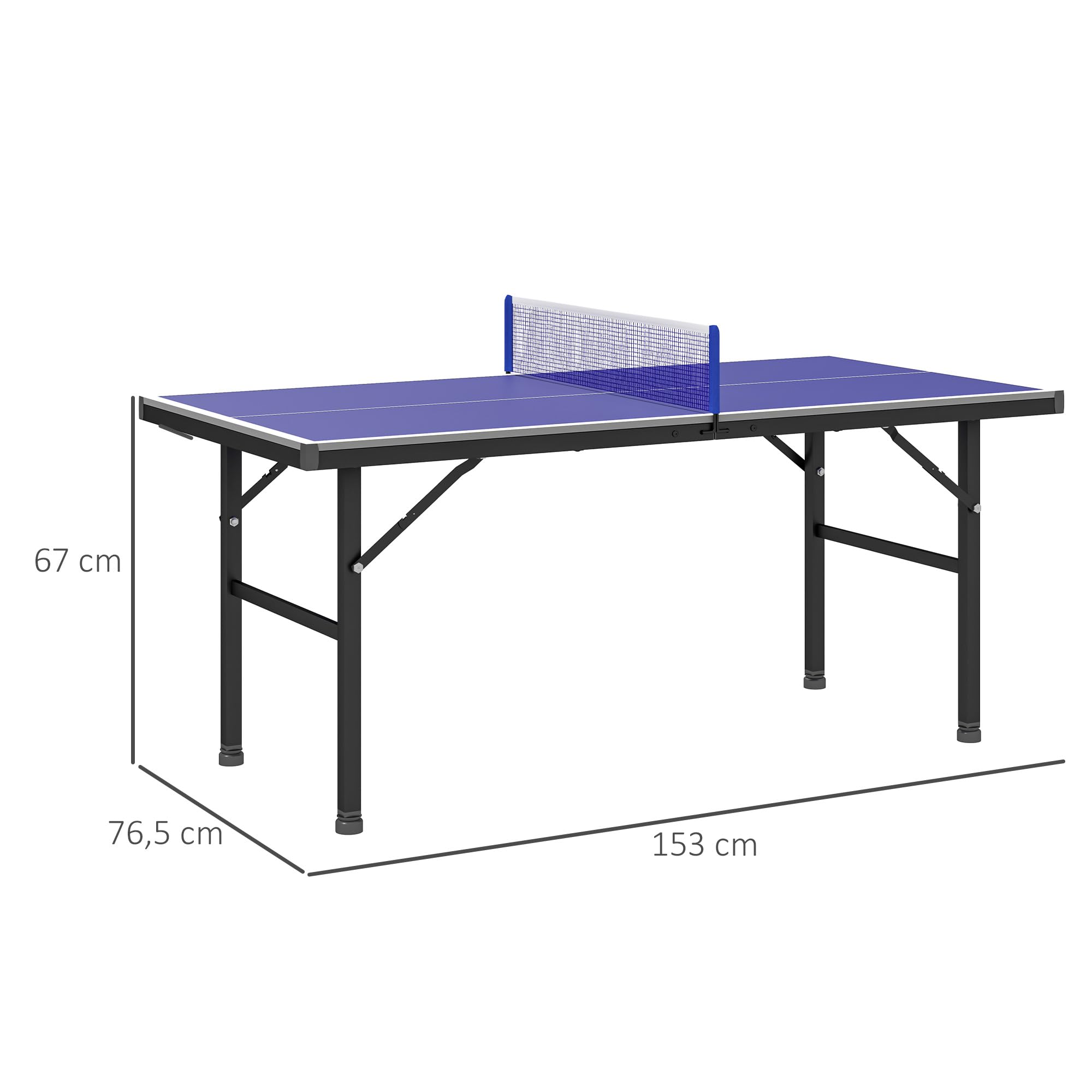 SPORTNOW Mini Table de ping Pong 153x76cm avec Plateau traité UV, Table Pliante pour intérieur et extérieur, Table de Tennis de Table avec Pieds réglables, Filet et 5 Pieds, Bleu