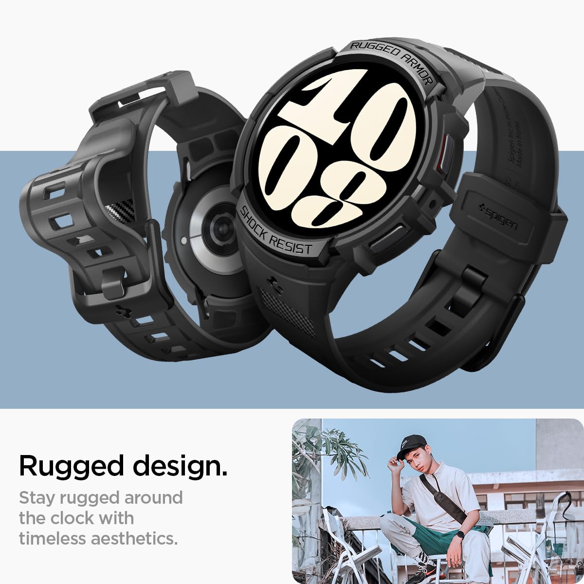 Amazon.co.jp: Spigen Galaxy Watch 6 44mm バンド 一体型 ケース 