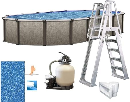 In The Swim 15x 24 Oval Above Ground Swimming Pool - Epic Package | Featuring Sand Filter, Pump System and A-Frame Ladder