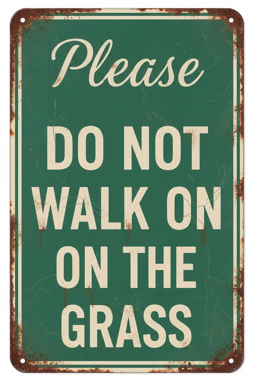 Please Do Not Walk On Grass Metal Sign No Walking On Lawn Lawns Yard Vintage Signs Aluminum Plates Printed
