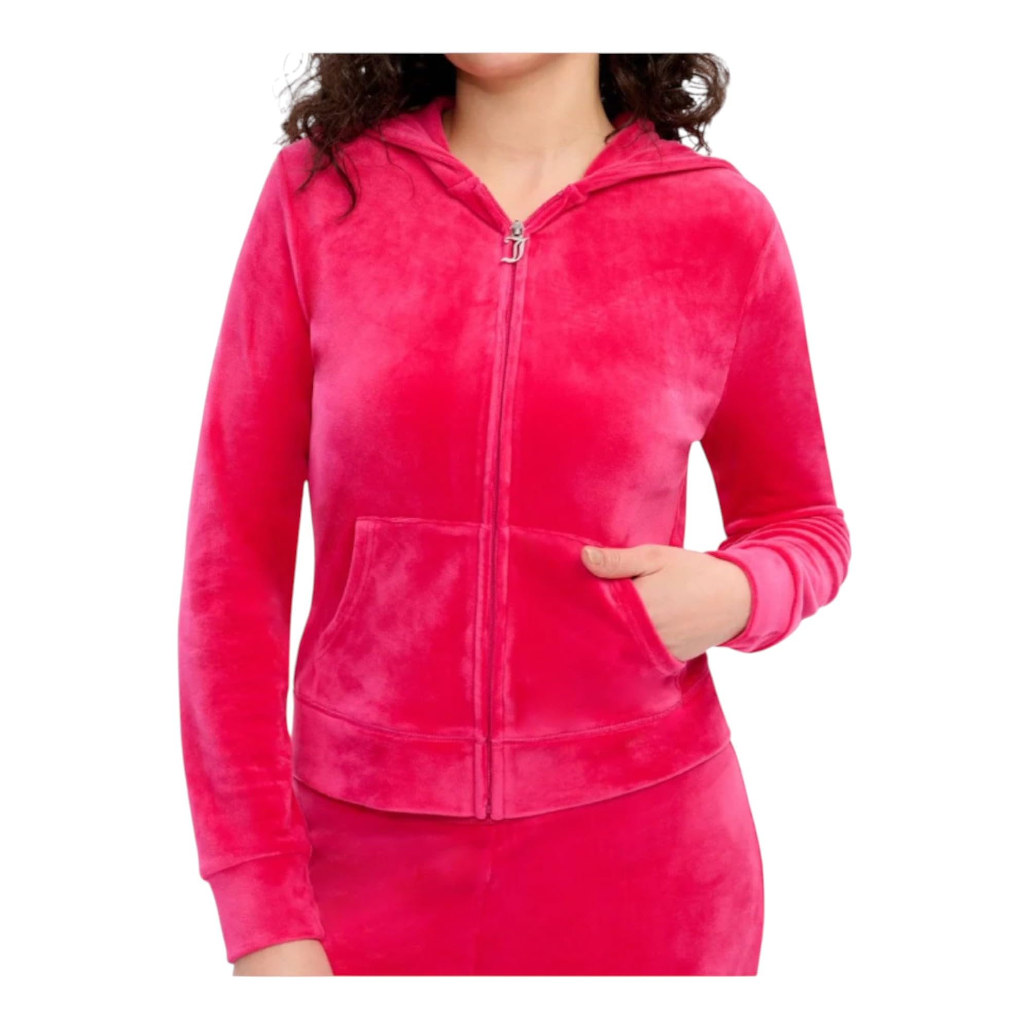 Juicy Couture Women's Hallow Bling Velour Track Jacket, Pink, XS