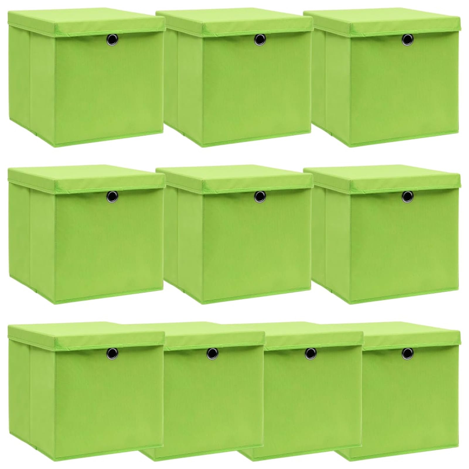 LAPOOH Aufbewahrungsboxen mit Deckel 10 STK Spielzeugkiste, Aufbewahrungskiste, Kleideraufbewahrung, Kleideraufbewahrung & Organisation, Grün 32×32×32 cm Stoff