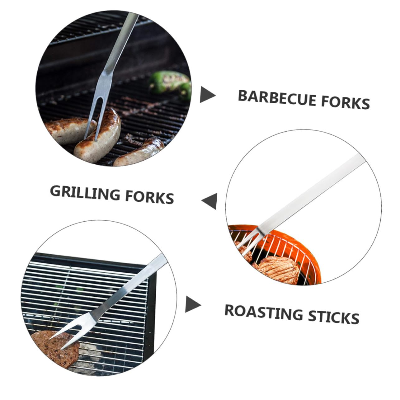 TOYANDONA 4pezzi Forchette Da Barbecue Inossidabile Utensili Pratici Per Grigliate Carne e Verdure Per Marshmallow e Salsicce