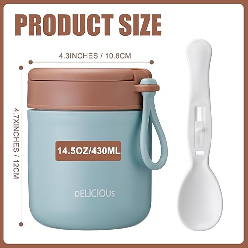 Miniatura 2 de Bokon 2 cajas de almuerzo de 14.5 onzas con aislamiento al vacío para adultos, contenedor de alimentos de acero inoxidable a prueba de fugas, con