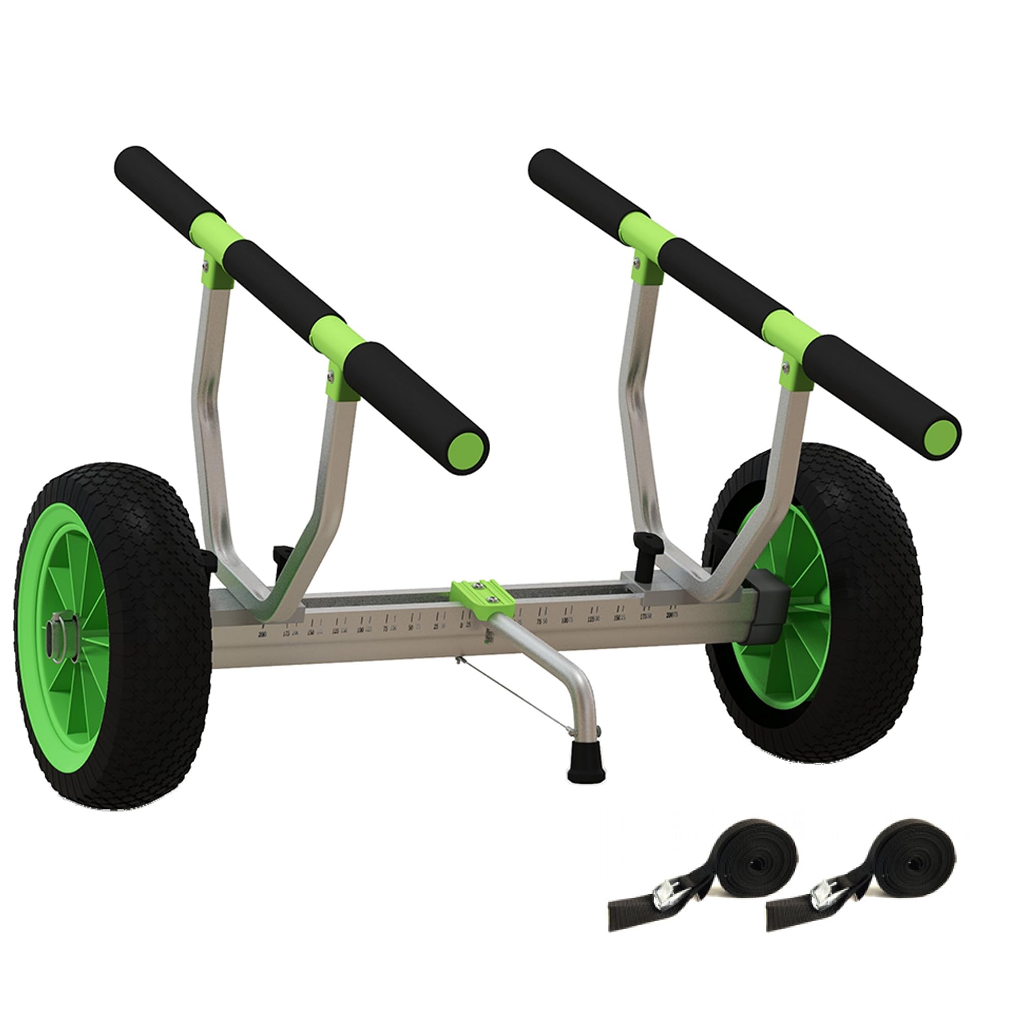 SPORTNOW Chariot de Transport pour Kayak, Stand-up Paddle, canoë avec Largeur réglable, Grandes Roues et Cadre en Aluminium - 2 Sangles fournies