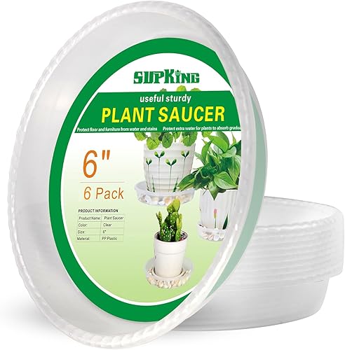 Platillos para plantas de 6 pulgadas, bandejas de plástico resistentes para goteo de plantas, platillos de maceta transparente duradero, bandeja