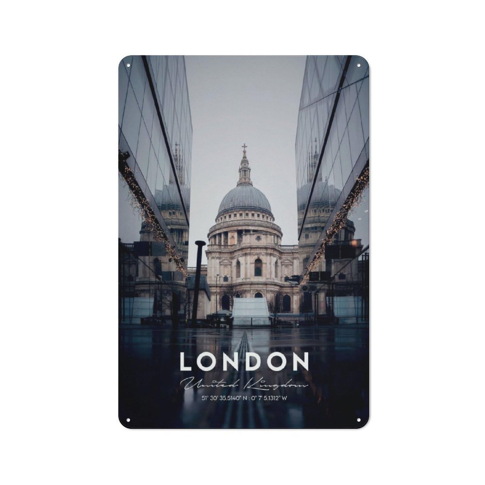 Junmoney St Pauls Printed Metal Sign 30X20cm For Living Room Or Hallway, A Decorative Christmas Gift For Living Room Decor Lovers