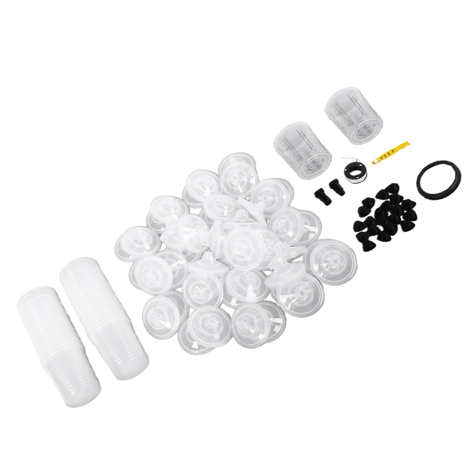 Yctze 600 Ml Jednorazowe Kubki do Pistoletu Natryskowego 20 Oz Wkładki do Kubków Natryskowych System Kubków Malarskich 50 Wewnętrznych 50 Pokryw 2 Zewnętrzne Kubki z 125 Filtrem