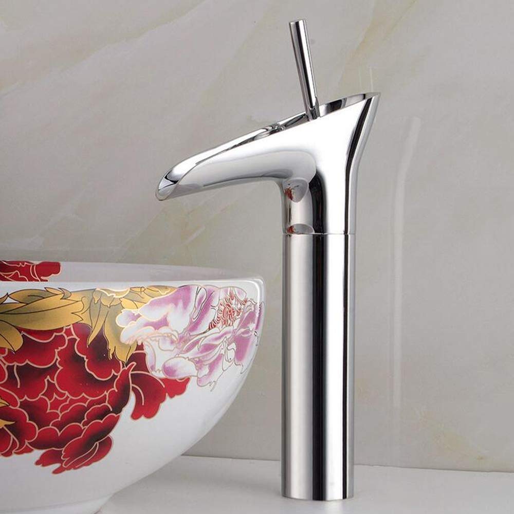 Grifo Monomando Grifo Monomando para Fregadero en Cascada Cromado Grifo Monomando para Lavabo de Baño de Lujo Moderno - Diseño Clásico Tradicional Grifos para Lavabo con Diseño de Copa de Vino
