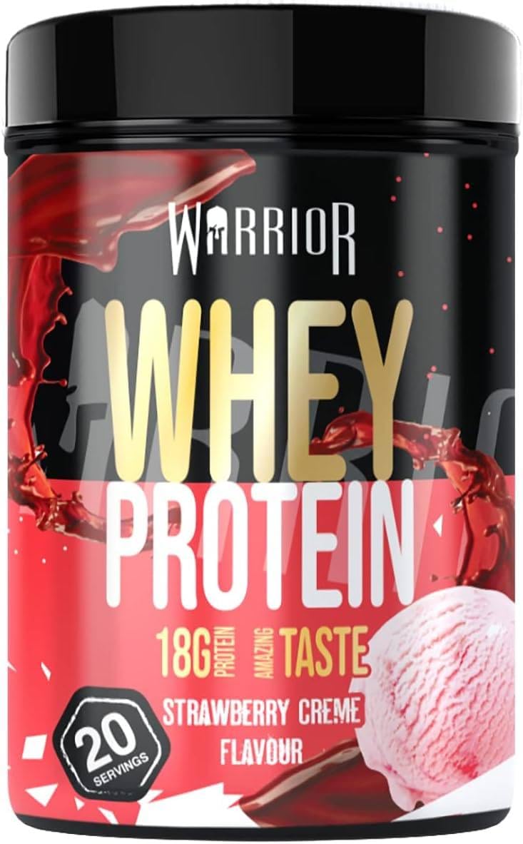 Whey Protein Powder – Up to 36g* of Protein Per Shake – Low Sugar, and Low Carbs Supplement – GMP Certified (Strawberry Crème, 500g)