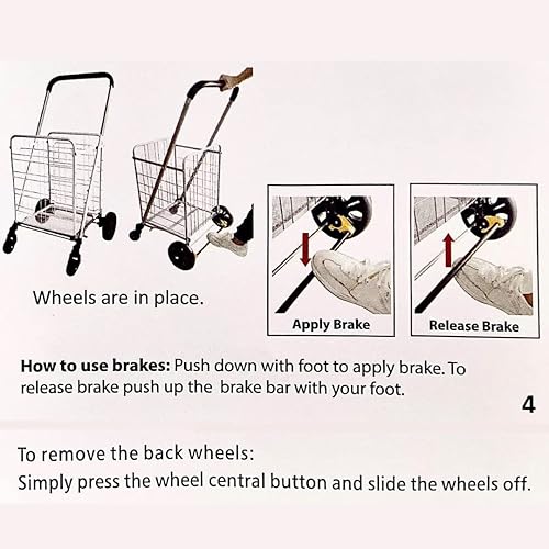 Miniatura 8 de Carrito de compras plegable con ruedas de 360 para comestibles, lavandería y viajes, capacidad de 88 libras (XL)