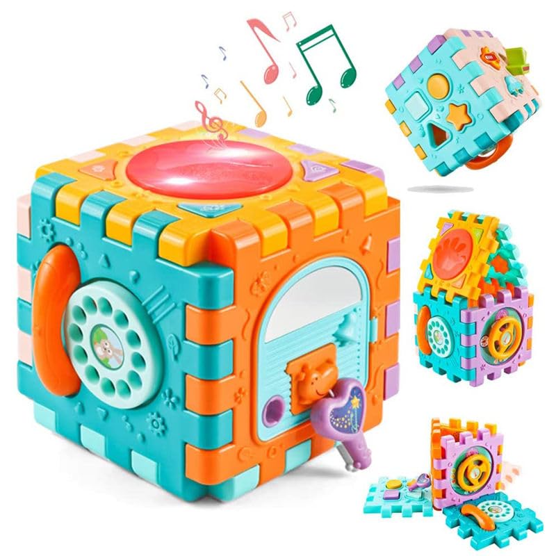 Cable World Baby Toddler Activity Center Musical Activity Cube Play Learning Center Toy Interactive Educational Activity House Multi-Functions with Lights Sounds-image-44