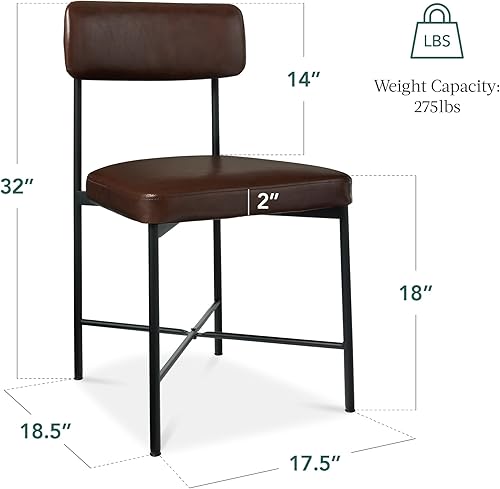 Miniatura 3 de Best Choice Products Juego de 2 sillas de comedor de piel sintética, altura estándar, cojines acolchados con marco de metal para cocina y comedor,