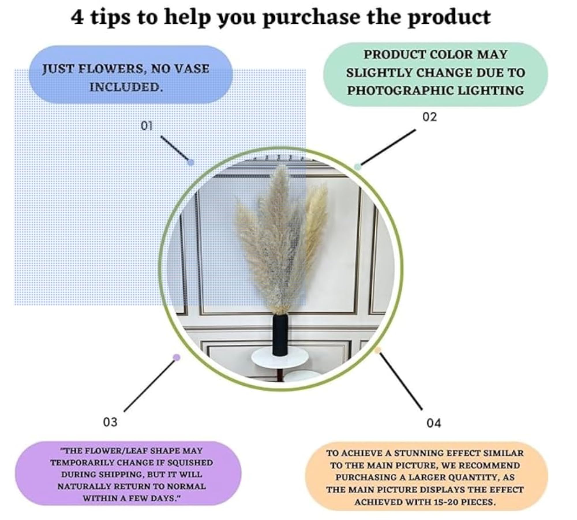 Vanchai Natural Dried Off White Pampas Grass