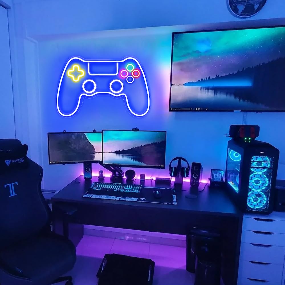Insegna Neon LED per Gamer, Decorazione per Stanza dei Giochi e Camera Ragazzo, Miglior Regalo per Videogiocatori, Bambini e Adolescenti (15.75x10.63in)