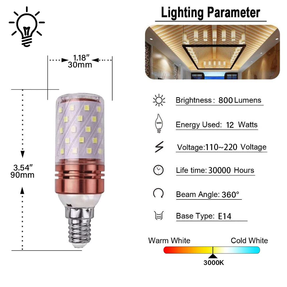 Confezione da 10 lampadine, lampadina LED a mais da 16 W (equivalente a 160 W), non stroboscopica, non dimmerabile CA 100 V-240 V, presa E14 a corrente costante, casa/commerciale 3000k Warm White E14