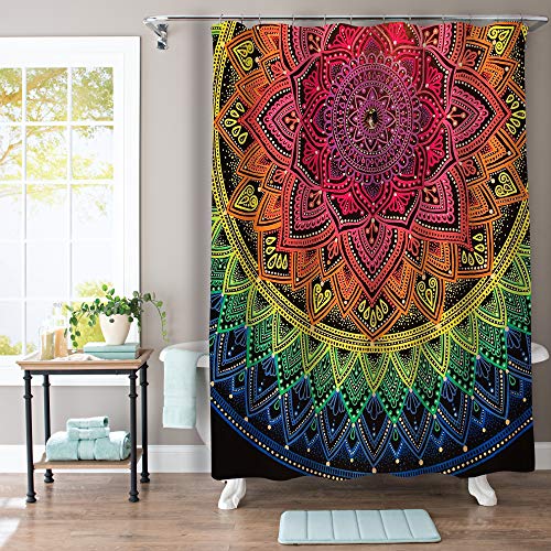 Sddser Mandala Flowers Shower Curtain Colorful Floral Gradient Patterns Decor Bathroom Curtain For Kids, 72 X72 In Bathtub Showers Washable Fabric Yllssd188-72 #TOP6