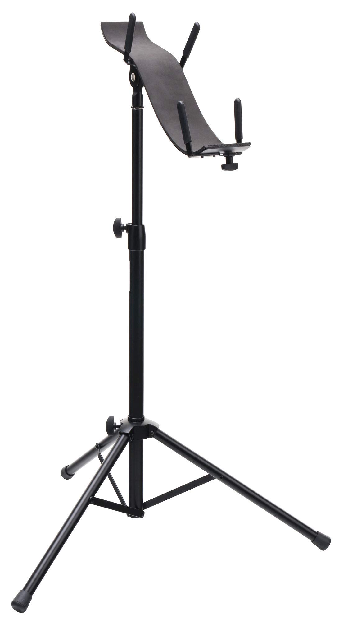Classic Cantabile GS-100 Supporto per Chitarra da Palco (Supporto per chitarre live con due chitarre, regolabile in altezza, supporto curvo per chitarra) nero