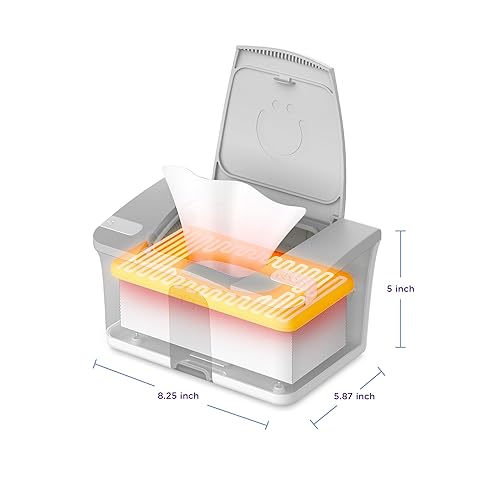 Miniatura 3 de Ubbi Calentador y dispensador de toallitas para bebés con luz nocturna, color gris