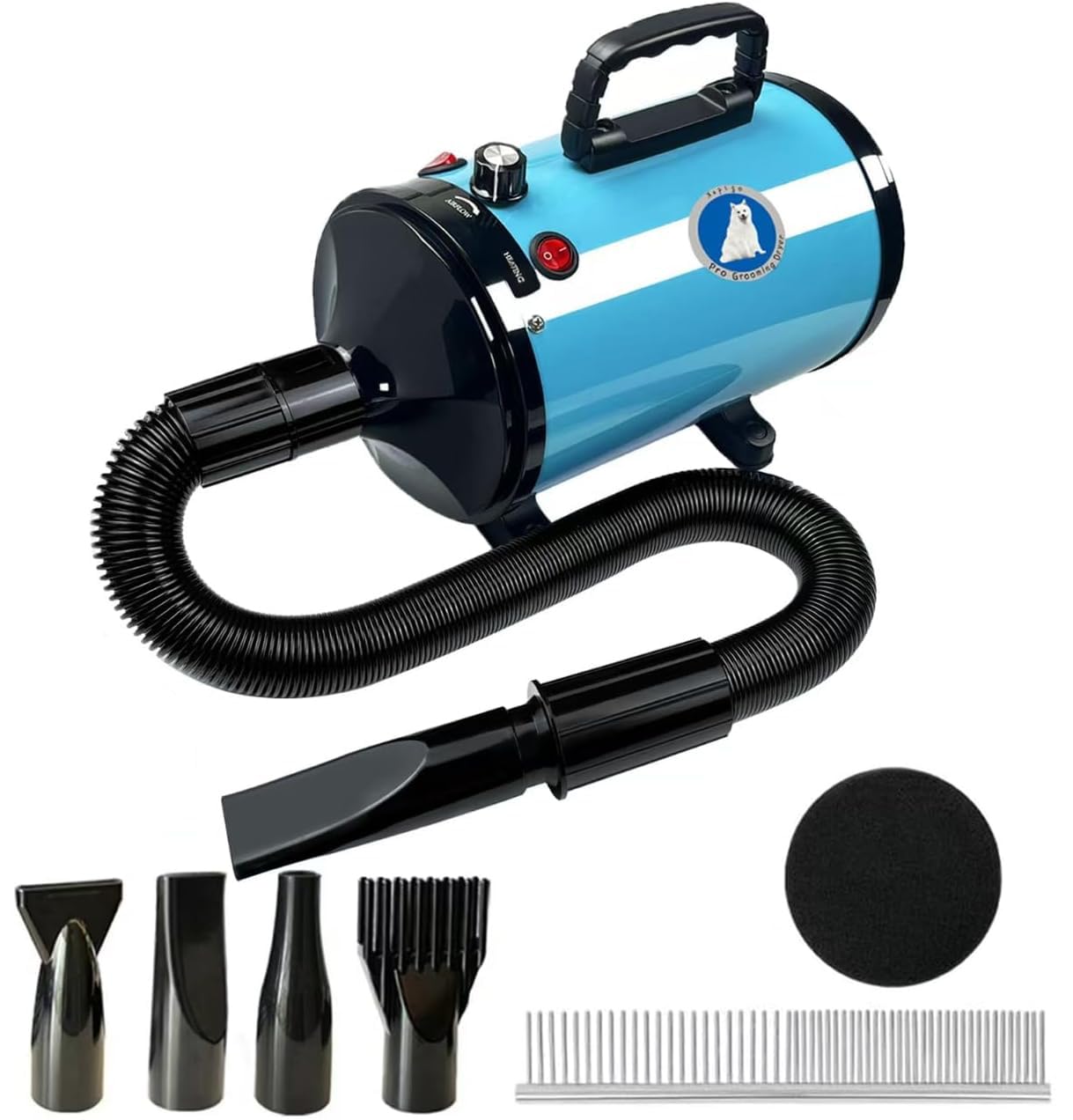 Dog Dryer,High Velocity Professional Dog Grooming Dryer,Adjustable Temperature and Speed with 4 Different Nozzles