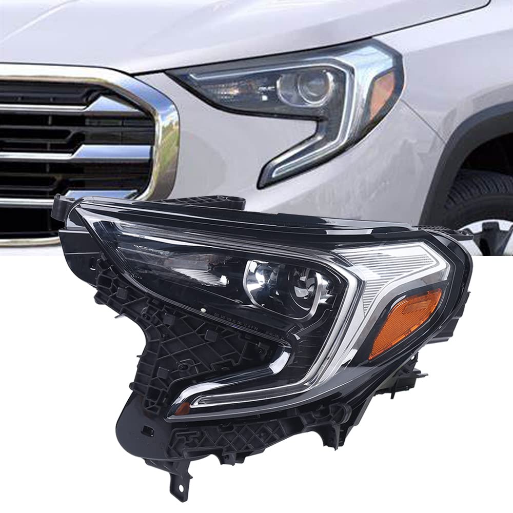 HID Xenon Headlight Assembly Fit for 2018 2019 2020 2021GMC Terrain Headlights Chrome Housing
