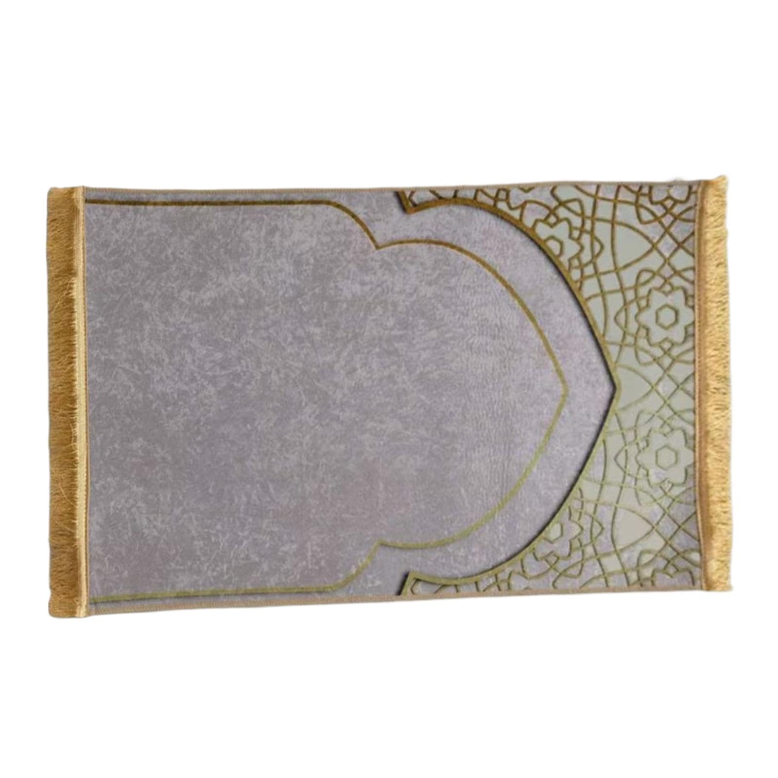 Tapis de prière en velours doux élégant grand format chic et finitions pompons
