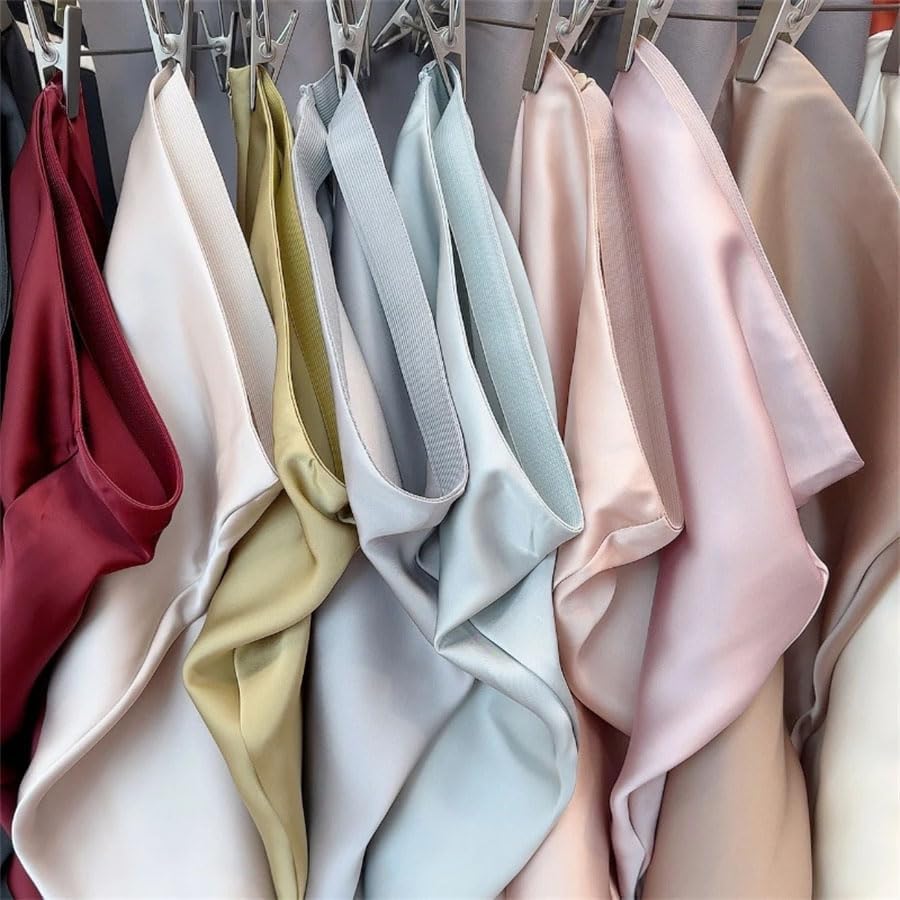 Women Satin Mermaid Long Skirt High Waist A Line Wrap Maxi Skirt Solid Color3