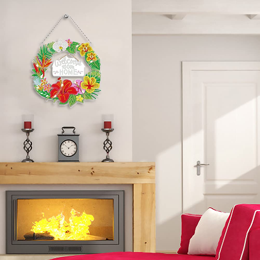 NSXIN 5D Diamond Painting Decorazione natalizia fai da te, kit di immagini per pittura con diamanti, ghirlanda di Natale con luce a LED, finestra, decorazione natalizia (A6
