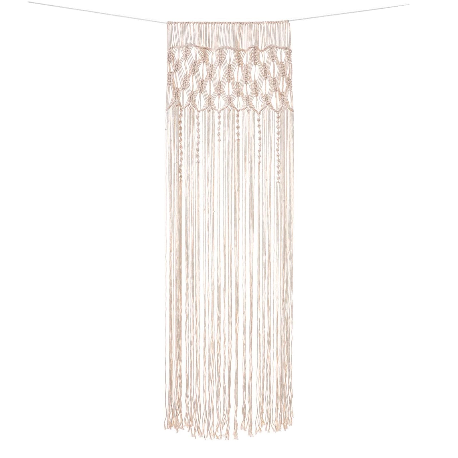 Tenda da porta in cotone bohémien, realizzata a mano, da appendere alla parete, in macramè, per finestra, separatore, arco, 100 x 200 cm, beige (100 x