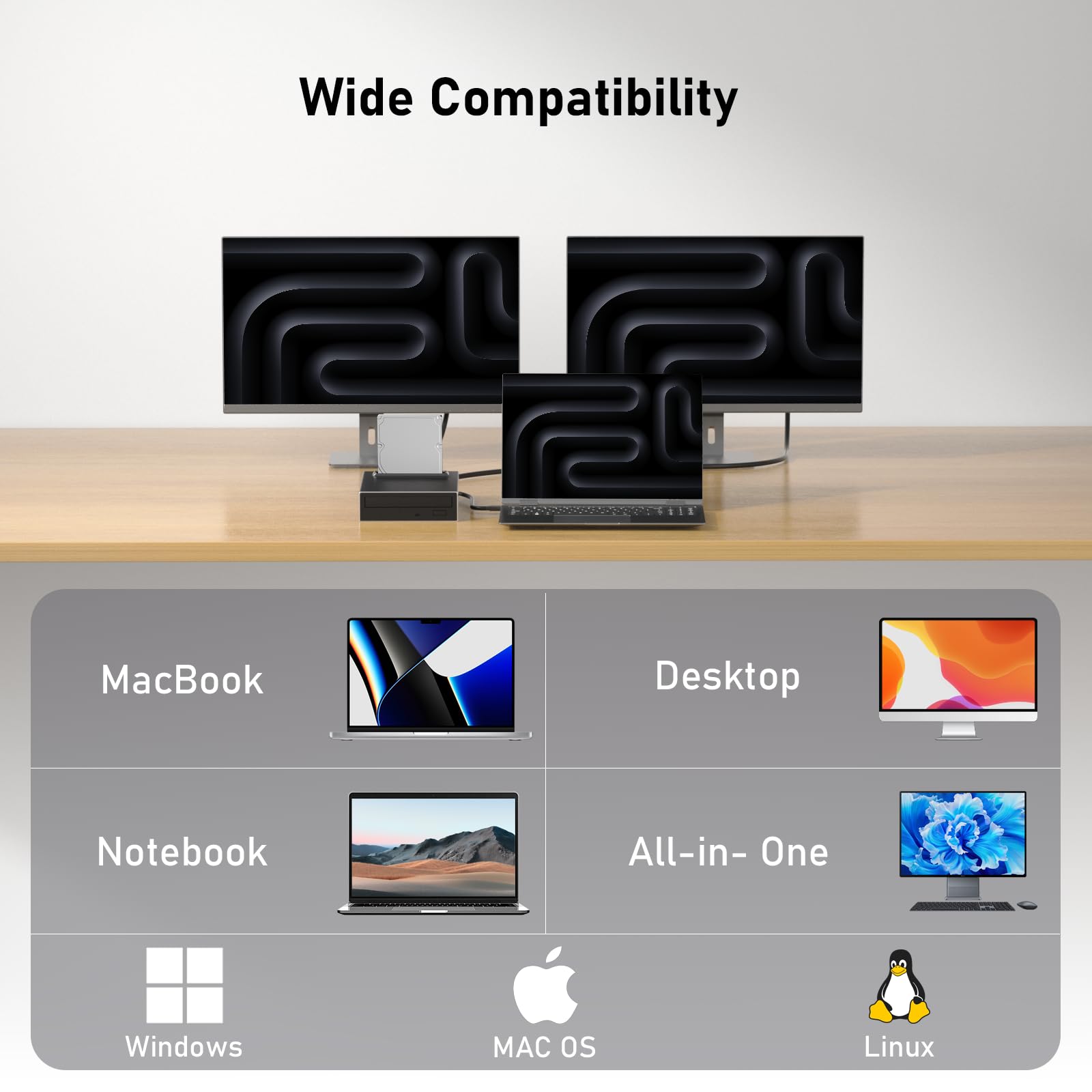 4-in-1 externes Blu-ray-Laufwerk mit 16-facher Schreibgeschwindigkeit, USB 3.0 und Typ-C externes Blu-ray-Laufwerk für Mac/PC, leistungsstarker Desktop-Brenner, DVD-Brenner, optisches