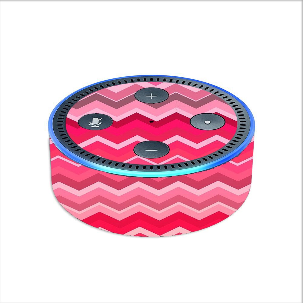 Skin Decal Vinyl Wrap for Amazon Echo Dot 2 (2nd Generation) / Red Pink Chevron