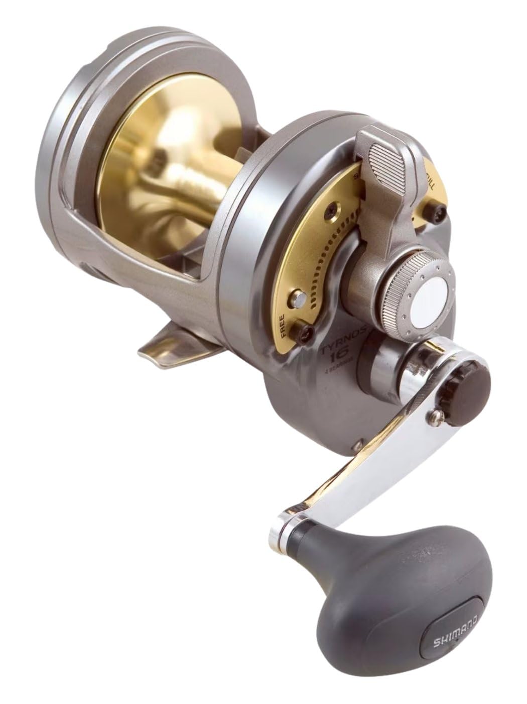 Shimano - Tyrnos – Multiplikatorrolle zum Hochseerangeln, Schwarz/Gold