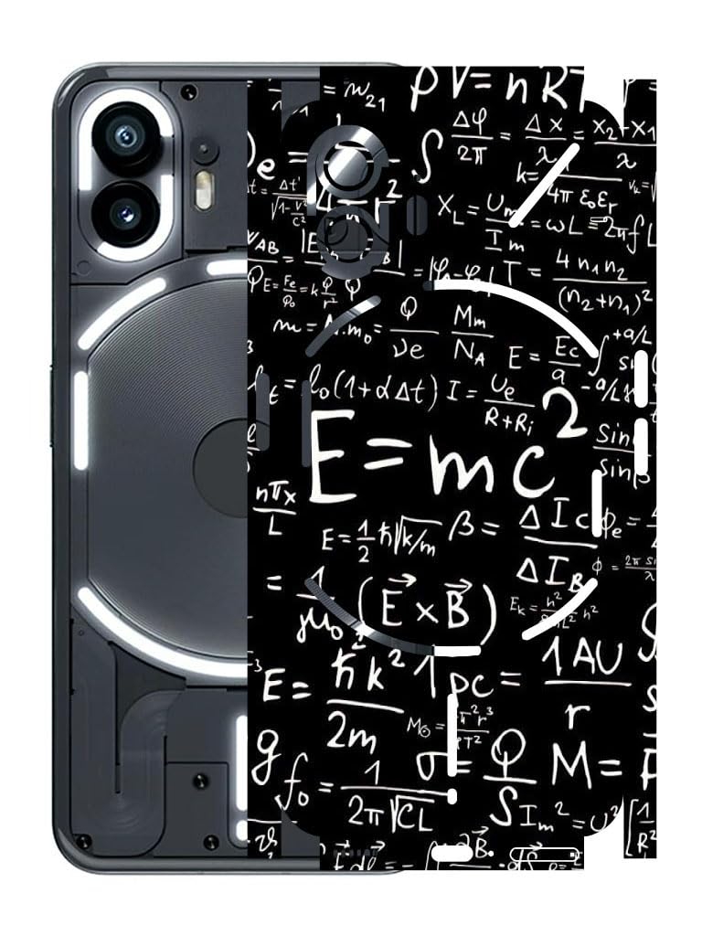 AtOdds - Full Body Back Screen Guard Protector Film - Lamination Wrap Skin Sticker for Nothing Phone 2 (5G) | Scratchproof Matte Finish (Design - E=mc2)